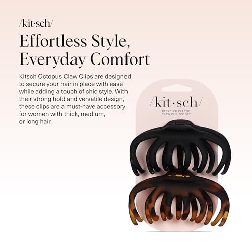 Buy now Kitsch Medium Claw Clips for Women - Strong Hold & Stylish Glossy Puffy Design Hair Accessories | Half-Up or Full Updos | Ideal Gifts for Women - 2pc Set, Black & Tort at indiglob india