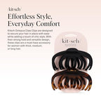 Buy now Kitsch Medium Claw Clips for Women - Strong Hold & Stylish Glossy Puffy Design Hair Accessories | Half-Up or Full Updos | Ideal Gifts for Women - 2pc Set, Black & Tort at indiglob india