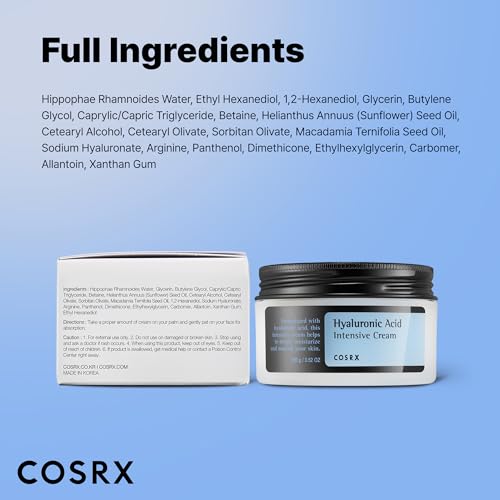 Buy now COSRX Hyaluronic Acid Moisturizing Cream, Long-lasting Hydration, Rich Moisturizer for Sensitive Skin 3.52 oz / 100g, Korean Skin Care, Animal Testing Free, Parabens Free at indiglob india