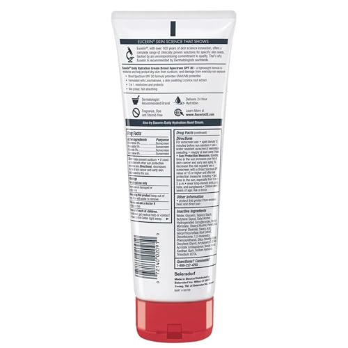 Buy now Eucerin Daily Hydration Broad Spectrum SPF 30 Sunscreen Body Cream for Dry Skin, Fragrance Free Sunscreen Moisturizer, 8 Oz Tube at indiglob india