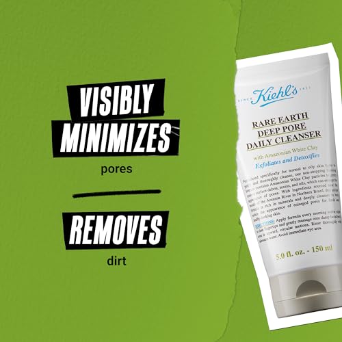 Buy now Kiehl's Rare Earth Deep Pore Daily Cleanser, Gentle Exfoliating Face Wash for Oily Skin, Detoxifies & Exfoliates Skin, Minimizes Pores, with Amazonian White Clay, Fragrance-free - 5 fl oz at indiglob india