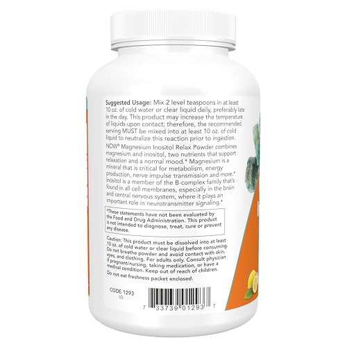 Buy now NOW Foods Supplements,powder Magnesium Inositol Relax, Nervous System Support*, Fizzy Lemonade Flavor, 16-Ounce at indiglob india