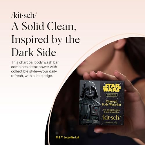 Buy now Kitsch Charcoal Soap Body Wash Bar x Star Wars Darth Æ’?? Detoxifying Bar Soap w/Activated Charcoal Æ’?? Gently Removes Excess Oil & Impurities, Clears Pores, Firms & Moisturizes Skin Æ’?? Made in USA - 4 oz at indiglob india