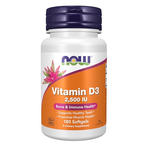 Buy now Now Supplements, Vitamin D3 2500 IU, Bone and Immune Health*, Non-GMO, 180 Softgels at indiglob india