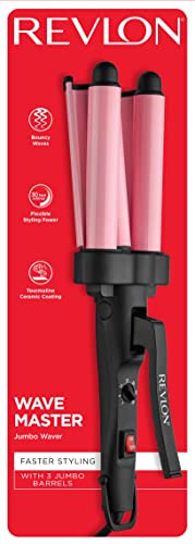 Buy now Revlon 3 Barrel Jumbo Hair Waver | Long-Lasting, Natural Looking Waves, (Pink) at indiglob india