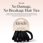 Buy now Kitsch Black Hair Ties No Damage - Strong, Stretchy Hair Bands | Soft Nylon Ponytail Holders, Snag-Free Rubber Bands, Perfect for Updos & Braids | Ideal Gifts for Women - Black, 6pcs at indiglob india