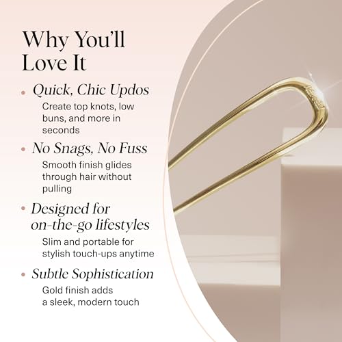 Buy now Kitsch French Hair Pins for Women â€“ Elegant & Durable Metal Hair Fork for Updos, Chignon, Bun & Twist Hairstyles, Secure Hold All Day, Comfortable Fit | Ideal Gifts for Women- Gold, 1pc at indiglob india