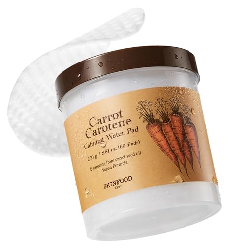 Buy now SKINFOOD Carrot Carotene Toner Pads, Hydrating & Soothing for Dry Skin, Instant Cooling, After Sun & Heat Care, Cotton Facial Toner Pads, Korean Skincare for Face (60 Counts) at indiglob india