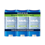 Buy now Gillette Antiperspirant and Deodorant for Men, 72hr Sweat & Odor Protection, Long Lasting Freshness, Anti-White Mark Technology, Clear Gel, Power Rush Scent, 3.8 oz (Pack of 3) at indiglob india