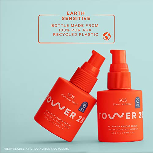 Buy now Tower 28 SOS Rescue Face Serum - Soothing Facial Serum with Hypochlorous Acid for Irritated, Sensitive Skin - Gently Helps Reduce Redness + Blemishes - Fragrance-Free Everyday Skin Care (2 oz) at indiglob india