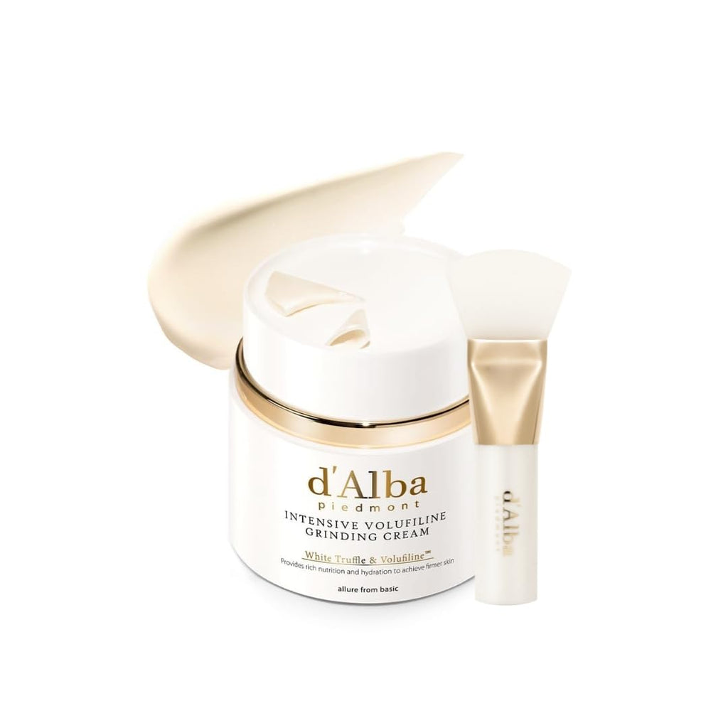 d'alba Piedmont White Truffle Intensive Volufiline Grinding Cream (1.59 oz) | Volufiline 50,000ppm, Vegan Collagen, Vegan Peptide Brush-On Lifting Cream for Smile Lines, Eye Wrinkles Plumping