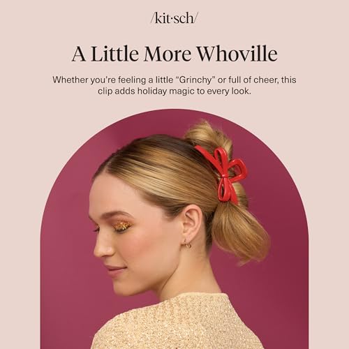 Buy now The Grinch x Kitsch Bow Hair Claw Clip for Women â€“ Strong Hold for Thick or Thin Hair | Glossy Red Hair Clip for Everyday Hairstyle | Ideal Gifts for Women - 1 pc at indiglob india