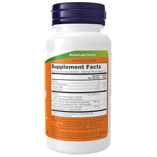 Buy now NOW Supplements, Cranberry with PACs, plus Uva Ursi and Grape Seed Extracts 90 Veg Capsules at indiglob india