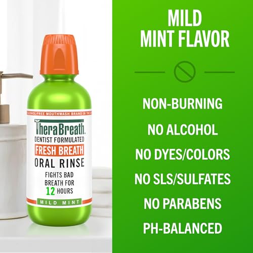 Buy now TheraBreath Fresh Breath Mouthwash, Mild Mint Flavor, Alcohol-Free, 16 Fl Oz (2-Pack) at indiglob india