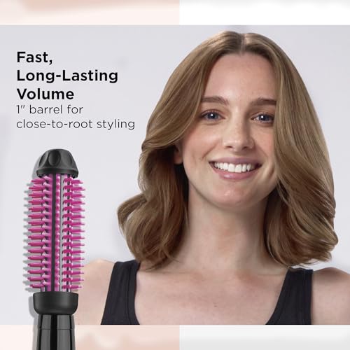 Buy now REVLON Silicone Bristle Heated Hair Styling Brush | Fast, Long Lasting Volume for Easy Styling | 1" Barrel for Full Body and Smooth Styles (Black/Pink) at indiglob india