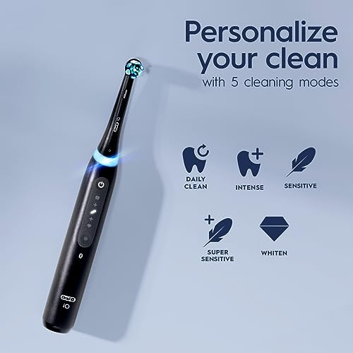 Buy now Oral-B iO Series 5 Rechargeable Electric Toothbrush with Visible Pressure Sensor to Protect Gums, 2 Minute Timer, 5 Cleaning Settings, 1 Replacement Toothbrush Heads, and Travel Case, Black at indiglob india