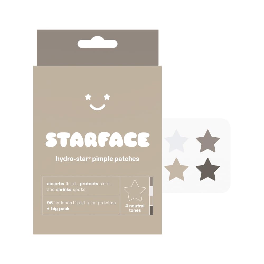 Buy now Starface Party Pack BIG PACK Hydro-Stars, Colorful Hydrocolloid Pimple Patches, Absorb Fluid and Reduce Redness, Cute Star Shape (96 Count) Regular Neutral Hydrocolloid Stars at indiglob india