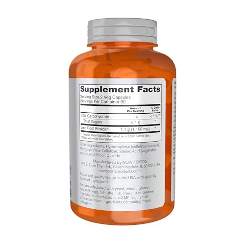 Buy now NOW Foods Sports, Beet Root Veg, Sports Nutrition, Immune System Support*, 550 MG, Naturally Occurring Nitrates, 180 Veg Capsules at indiglob india