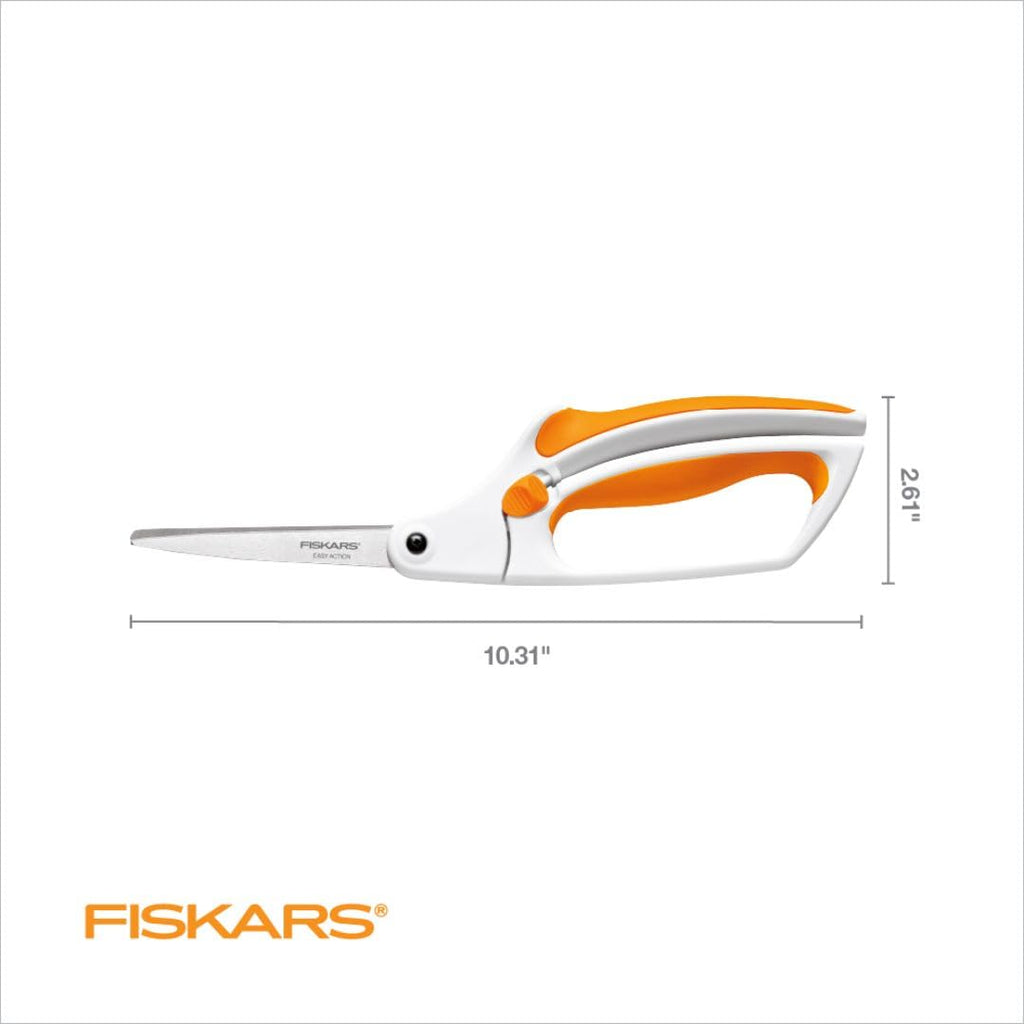 Buy now Fiskars Premier No. 8 Easy Action Scissors - 10" Spring Action Fabric and Craft Scissors - Arts and Crafts - Orange/White at indiglob india