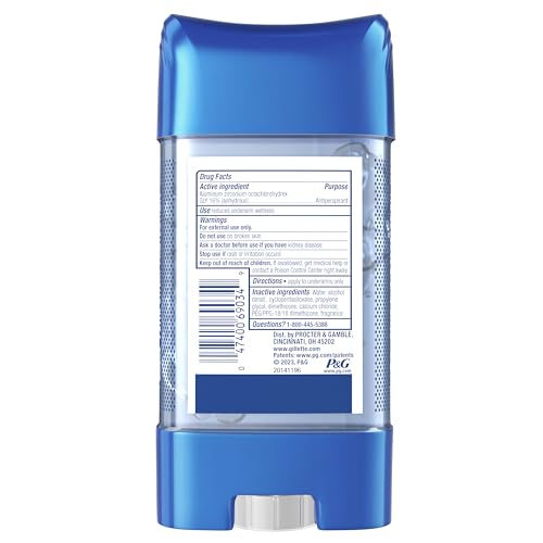 Buy now Gillette Antiperspirant and Deodorant for Men, 72hr Sweat & Odor Protection, Long Lasting Freshness, Anti-White Mark Technology, Clear Gel, Tropical Breeze Scent, 3.8 oz (Pack of 3) at indiglob india