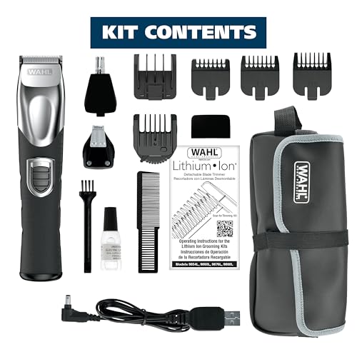 Buy now Wahl USA Rechargeable Lithium Ion All in One Beard Trimmer for Men with Detail and Ear & Nose Hair Trimmer Attachment Æ’?? Model 9854-600B at indiglob india