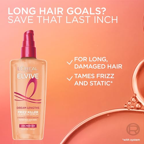 Buy now L'Oreal Paris Elvive Dream Lengths Frizz Killer Leave-In Serum, 3.4 Ounce at indiglob india