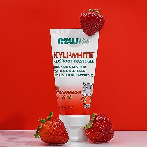 Buy now NOW Foods Solutions, XyliwhiteÆ’?â€º Toothpaste Gel for Kids, Strawberry Splash Flavor, Kid Approved! 3-Ounce, packaging may vary at indiglob india
