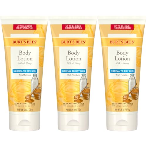 Buy now Burt's Bees, Body Lotion with Milk and Honey, Moisturizing Lotion for Normal to Dry Skin, 98.6% Natural Origin Skin Care, 6 oz Bottle (3-Pack) at indiglob india