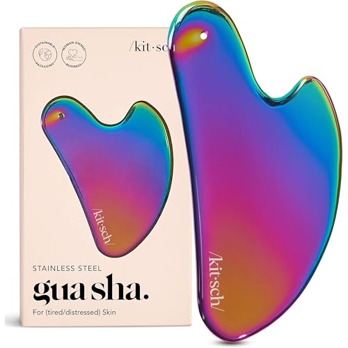 Buy now Kitsch Stainless Steel Gua Sha Facial Tools - Guasha Tool for Face, Face Sculpting Tool, Jawline Shaper, Double Chin Reducer, Body Gua Sha Tools, Lymphatic Drainage Massager, Facial Skin Care - Silver at indiglob india