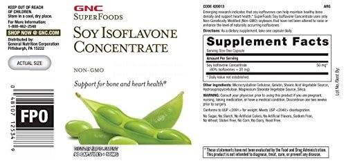 Buy now GNC SuperFoods Soy Isoflavone Concentrate, 90 Capsules, Supports for Bone and Heart Health at indiglob india