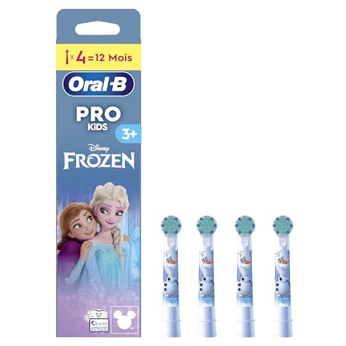Buy now Oral-B Pro Kids Electric Toothbrush Head, with Disney Frozen Characters, Extra Soft Bristles, for Ages 3+, Pack of 4 Toothbrush Heads, White at indiglob india