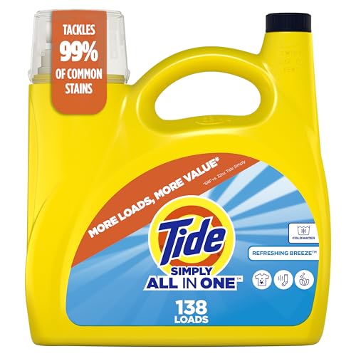 Buy now Tide Simply All-In-One Liquid Laundry Detergent, Refreshing Breeze Scent, 6 Loads, 10 fl oz at indiglob india