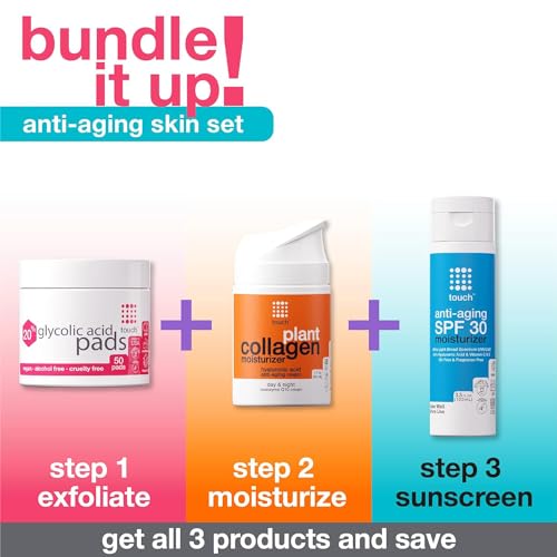 Buy now TOUCH 20% Glycolic Acid Pads Exfoliating And Resurfacing AHA Peel Face Wipes - Great for Dullness, Pores, Scars, Fine Wrinkles, Uneven Skin Tone & Texture, 50 Count at indiglob india