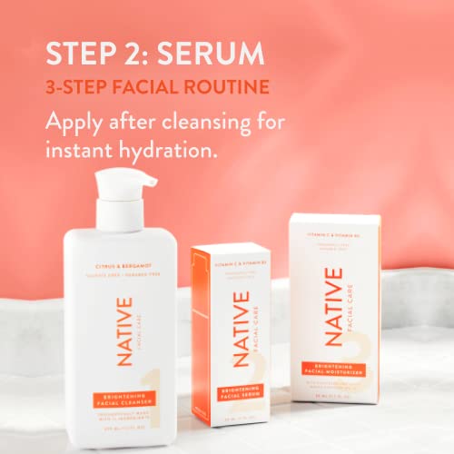 Buy now Native Brightening Facial Serum Contains Naturally Derived Ingredients | Hydrating Serum with Vitamin C and Niacinamide, Vitamin B3, Revitalize and Repair Your Skin, Fragrance-Free, 30ml, 1 fl oz at indiglob india