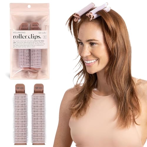 Buy now Kitsch Volumizing Hair Clips for Women - Hair Rollers for Volume & Curls - Volumizing Hair Products, Hair Roller Clips for Effortless Curls That Last - 2pc, Terracotta at indiglob india