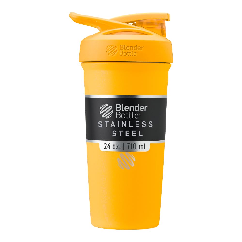 Buy now BlenderBottle Strada Shaker Cup Insulated Stainless Steel Water Bottle with Wire Whisk, 24-Ounce, Black Sport Mango at indiglob india