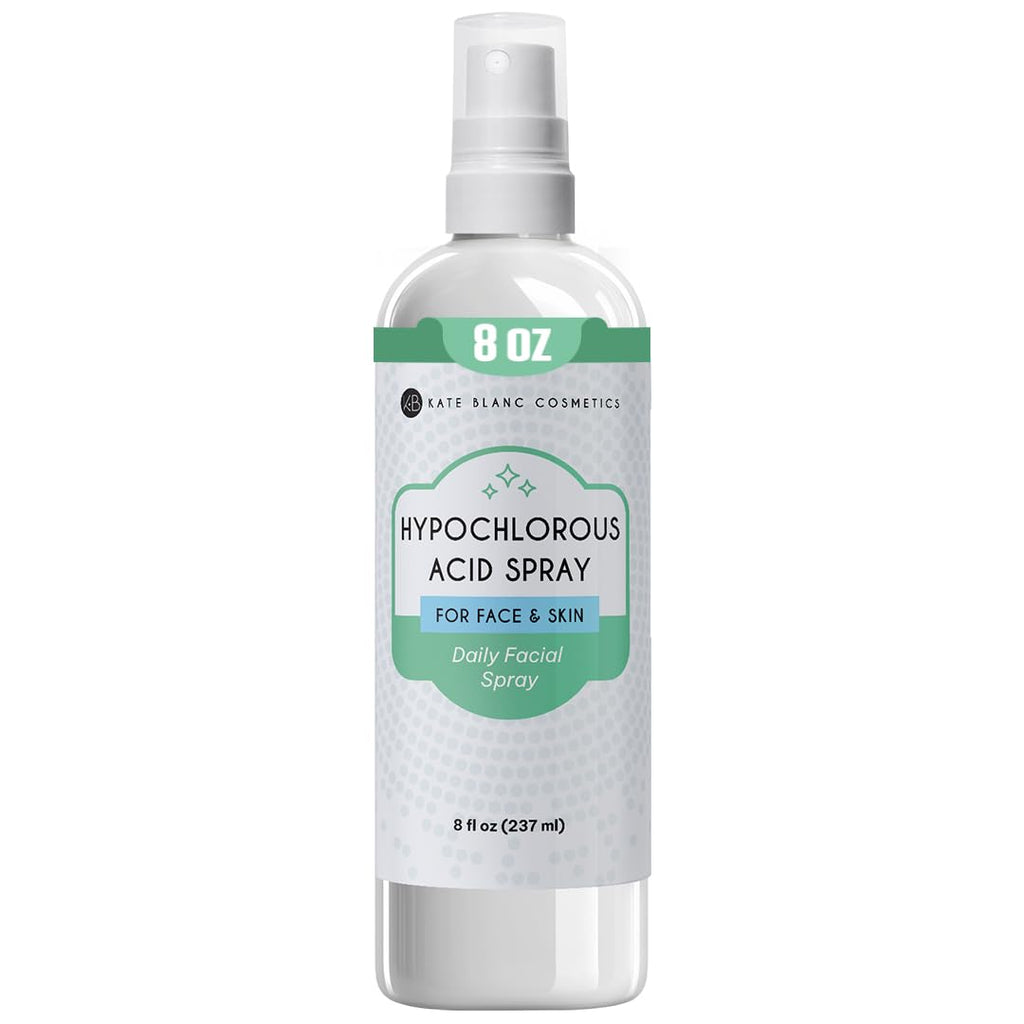 Kate Blanc Cosmetics Hypochlorous Acid Spray for Face and Skin (8oz) | Gentle Facial Cleanser for Acne-Prone & Sensitive Skin with .02% HOCl