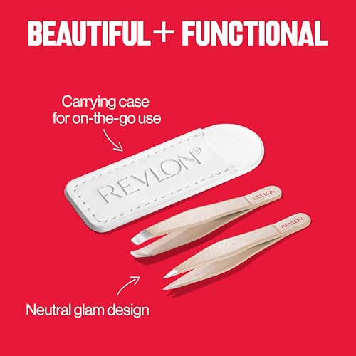 Buy now Revlon Designer Series Mini Tweezer Set, Hair Removal Tool Kit with Slant & Point Tips, Portable and Easy to Use, Made with Long Lasting Stainless Steel, 1 Count at indiglob india