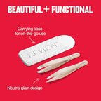 Buy now Revlon Designer Series Mini Tweezer Set, Hair Removal Tool Kit with Slant & Point Tips, Portable and Easy to Use, Made with Long Lasting Stainless Steel, 1 Count at indiglob india