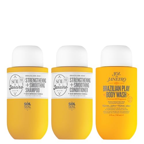 Buy now SOL DE JANEIRO Ultimate Shower Bundle | Travel Size Mini Brazilian Play Moisturizing Shower Cream Gel Body Wash + Brazilian Joia Damage Repairing Shampoo and Conditioner Set | Amazon Exclusive at indiglob india