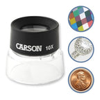 Buy now Carson LumiLoupe 10X Power Black/Clear Stand Magnifier, Ambient Light, 1.0 inch Lens Diameter, 2.0 inch Base Diameter, 2.0 x 1.75 x 2.0 inches, 0.05 kg at indiglob india