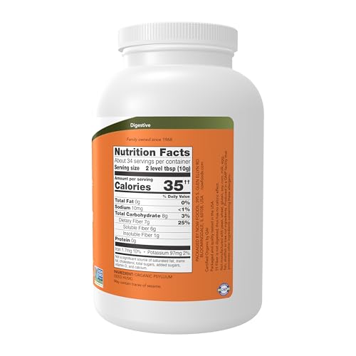 Buy now NOW Foods Supplements, Whole Psyllium Husks, Certified Organic, Non-GMO Project Verified, Soluble Fiber, 12-Ounce at indiglob india