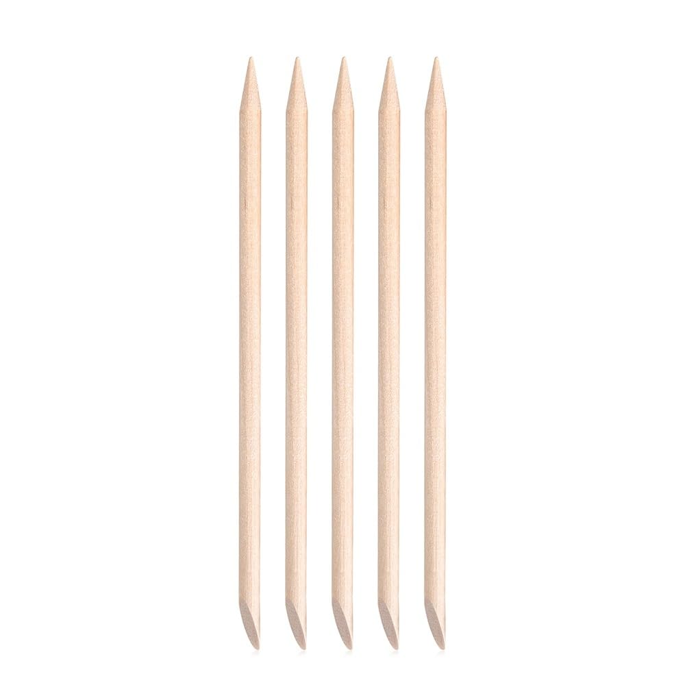5PCS Orange Wood Nail Sticks Double Sided Cuticle Pusher Remover Multi Functional Orange Wood Cuticle Sticks Manicure Pedicure Tool With Clear Storage Tube