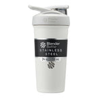 BlenderBottle Sport Flip Stainless Steel Shaker Bottle 24 oz White