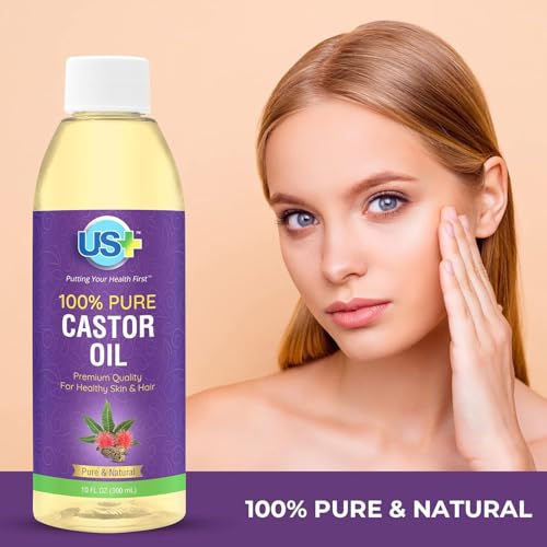Buy now US+ 10oz 100% Pure Castor Oil - Cold-pressed, Unrefined, Hexane-free - USP Grade - Premium Quality for Healthy Skin & Hair at indiglob india