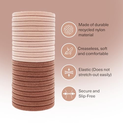 Buy now Kitsch Black Hair Ties No Damage - Strong, Stretchy Hair Bands | Soft Nylon Ponytail Holders, Snag-Free Rubber Bands, Perfect for Updos & Braids | Ideal Gifts for Women - Black, 6pcs at indiglob india