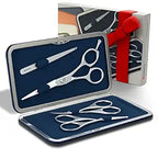 Buy now Suvorna Premium Beard & Mustache Set with Beard scissors for men - Facial Hair/Nose/Eyebrow Scissors - Slant Tweezers (4 Pcs Green) 5.5" Beard & Mustache Scissors Dark Blue at indiglob india
