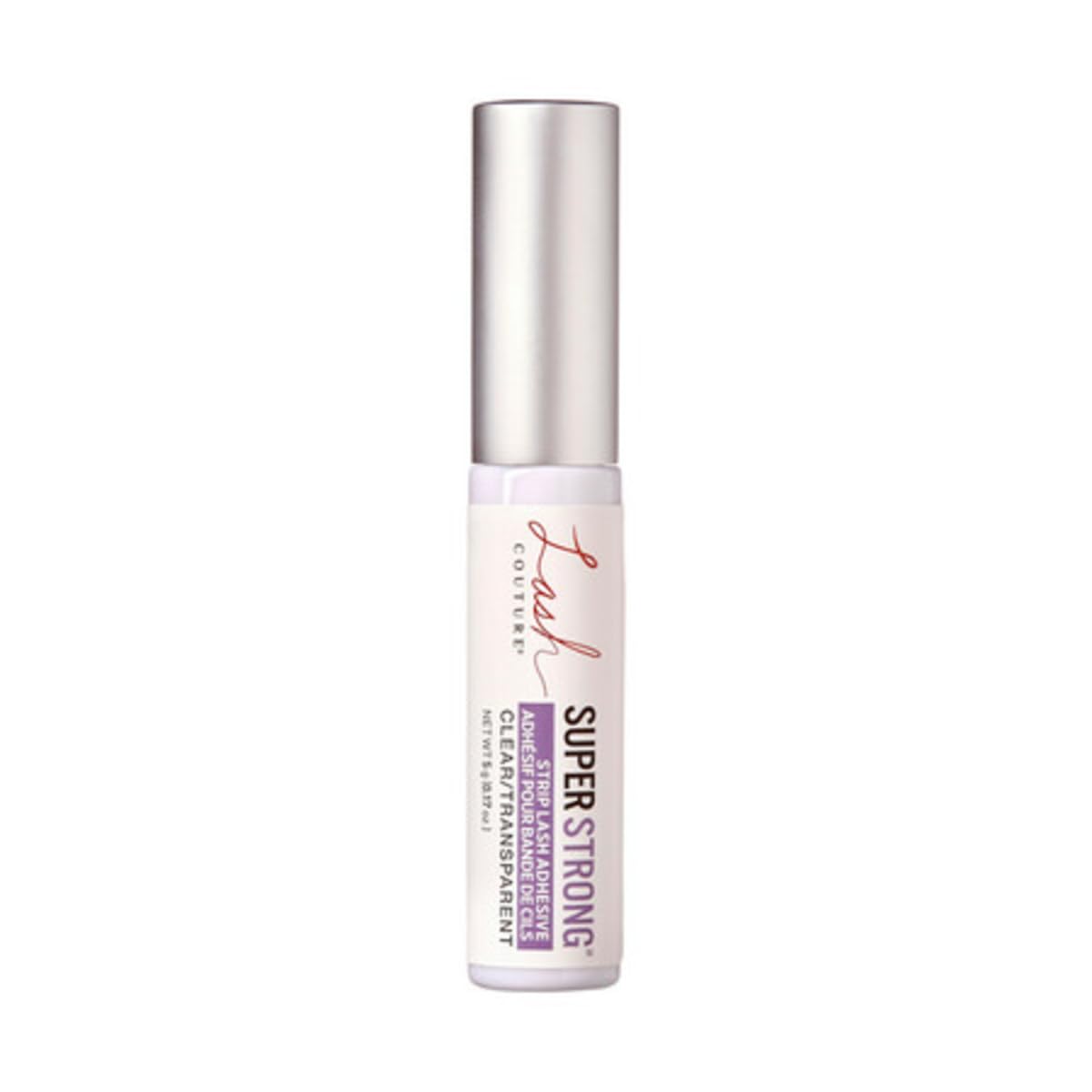 Kiss Lash Couture Super Strong Strip Lash Adhesive, Clear, 0.17 Oz (5 g), 24 Hour Mega Grip Eyelash Glue for Clusters, Extensions & Strip Lashes, with Brush Applicator, Biotin-Infused, Latex-Free