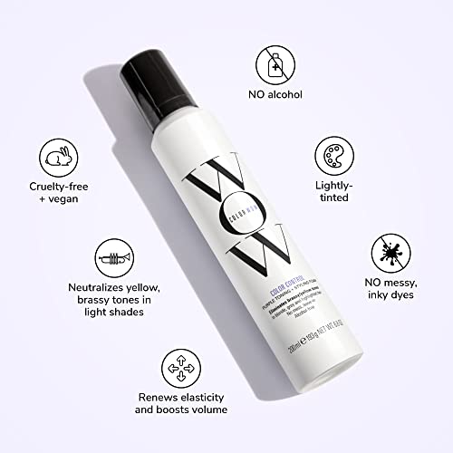 Buy now COLOR WOW Color Control Purple Toning + Styling Foam Æ’?? Instantly rids Blonde & Gray hair of brassy, yellow tones, Alcohol free, crunch free styling at indiglob india