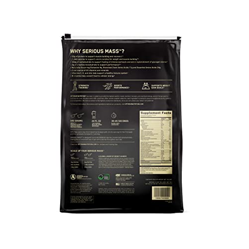 Buy now Optimum Nutrition Serious Mass, Weight Gainer Protein Powder, Mass Gainer, Vitamin C and Zinc for Immune Support, Creatine, Chocolate, 12 Pound (Packaging May Vary) at indiglob india